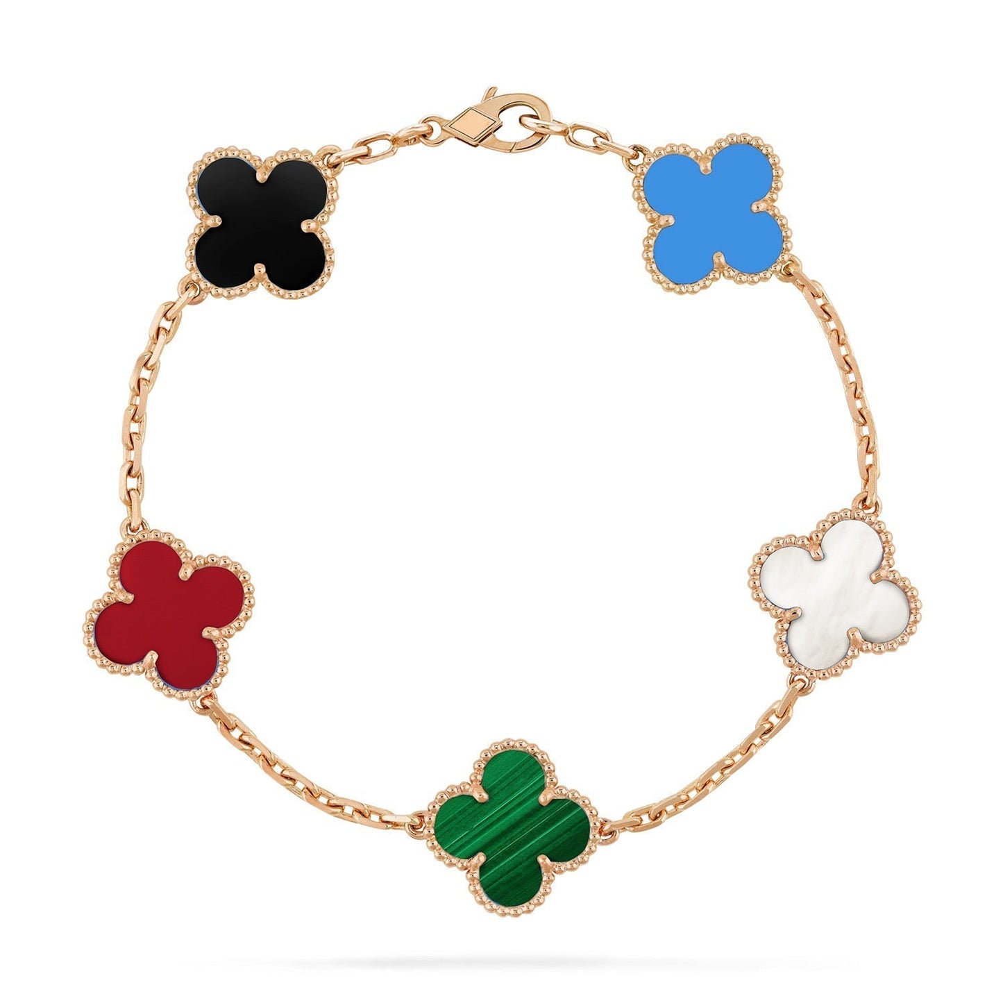 [Royal Jewelry]CLOVER 5 MOTIFS MULTICOLOR  BRACELET