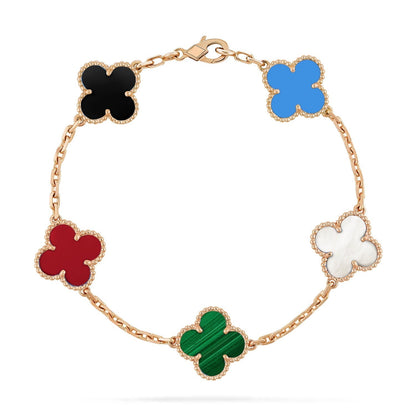 [Royal Jewelry]CLOVER 5 MOTIFS MULTICOLOR  BRACELET