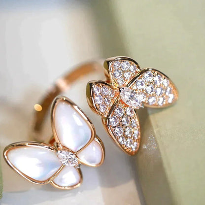 [Royal Jewelry]TWIN BUTTERFLY DIAMOND MOP RING