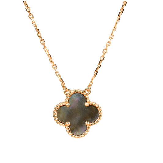 [Royal Jewelry]CLOVER 15MM  GRAY MOTHER OF PEARL NECKLACE