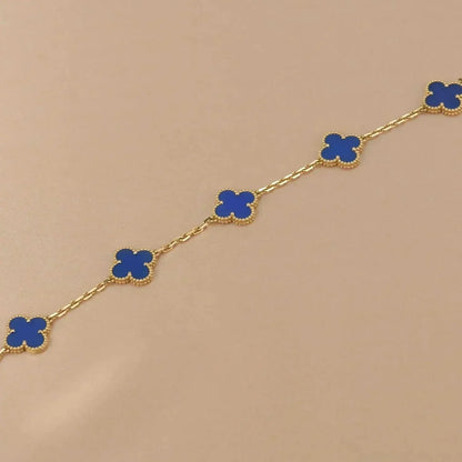 [Royal Jewelry]CLOVER 5 MOTIFS BLUE AGATE BRACELET