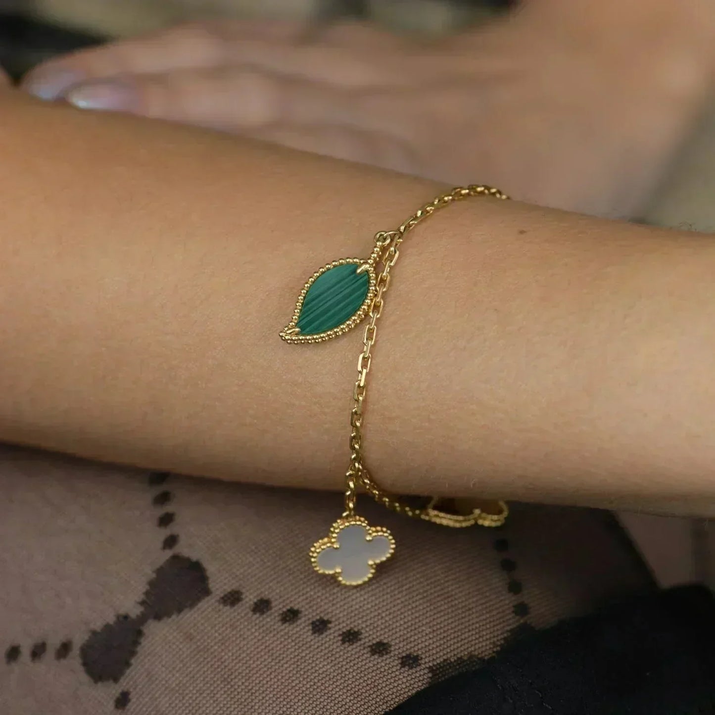 [Royal Jewelry]LUCKY SPRING 5 MOTIF GOLD BRACELET