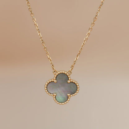 [Royal Jewelry]CLOVER 15MM  GRAY MOTHER OF PEARL NECKLACE