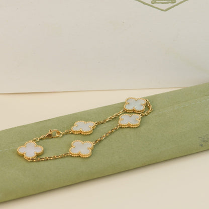 [Royal Jewelry]CLOVER  5 MOTIF WHITE MOP BRACELET