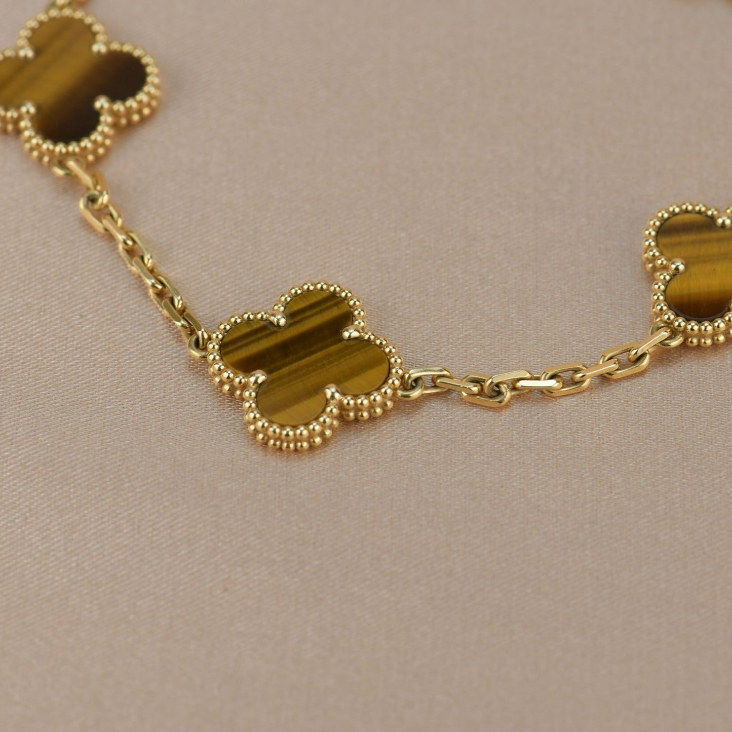 [Royal Jewelry]CLOVER  5 MOTIFS TIGER EYE BRACELET