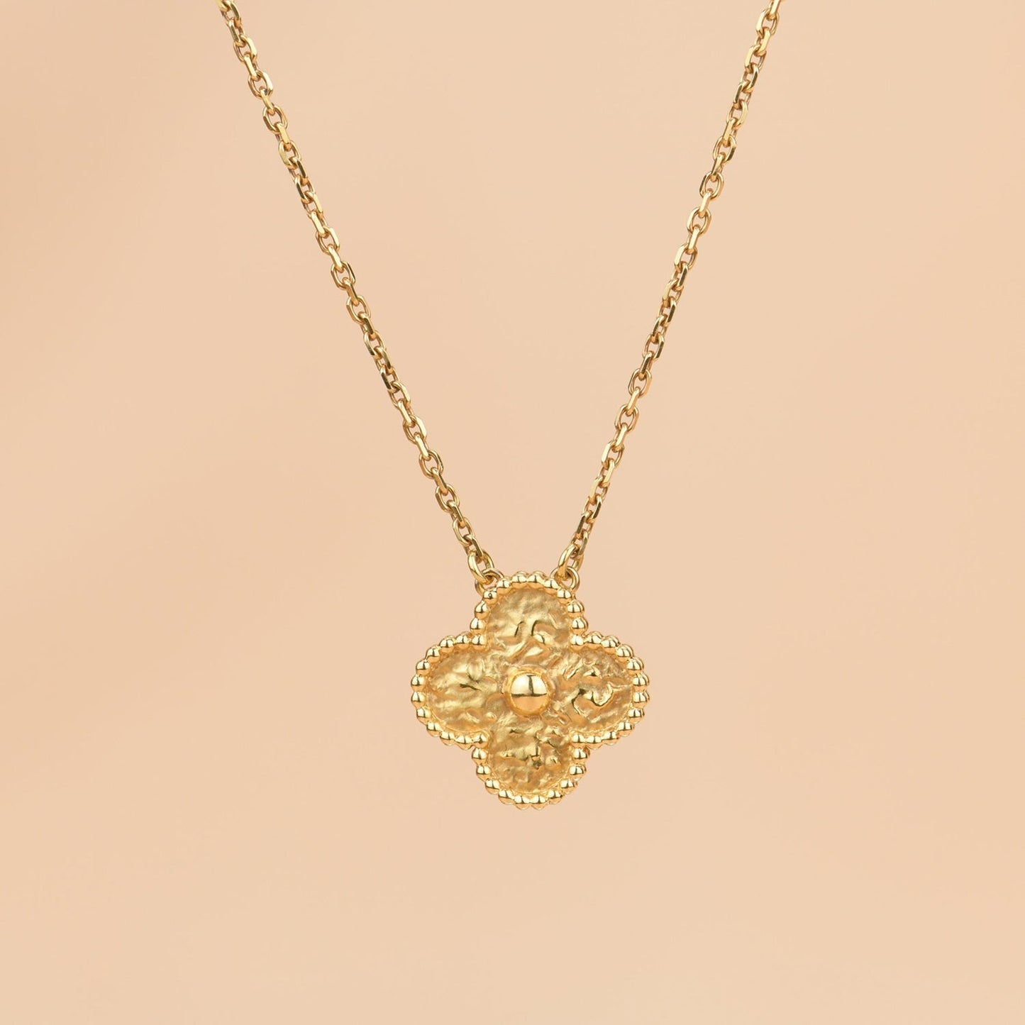 [Royal Jewelry]CLOVER 15MM  BRONZING NECKLACE