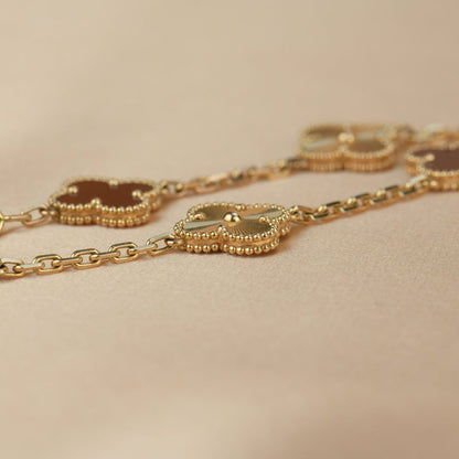 [Royal Jewelry]CLOVER  5 MOTIFS CARNELIAN GOLD BRACELET