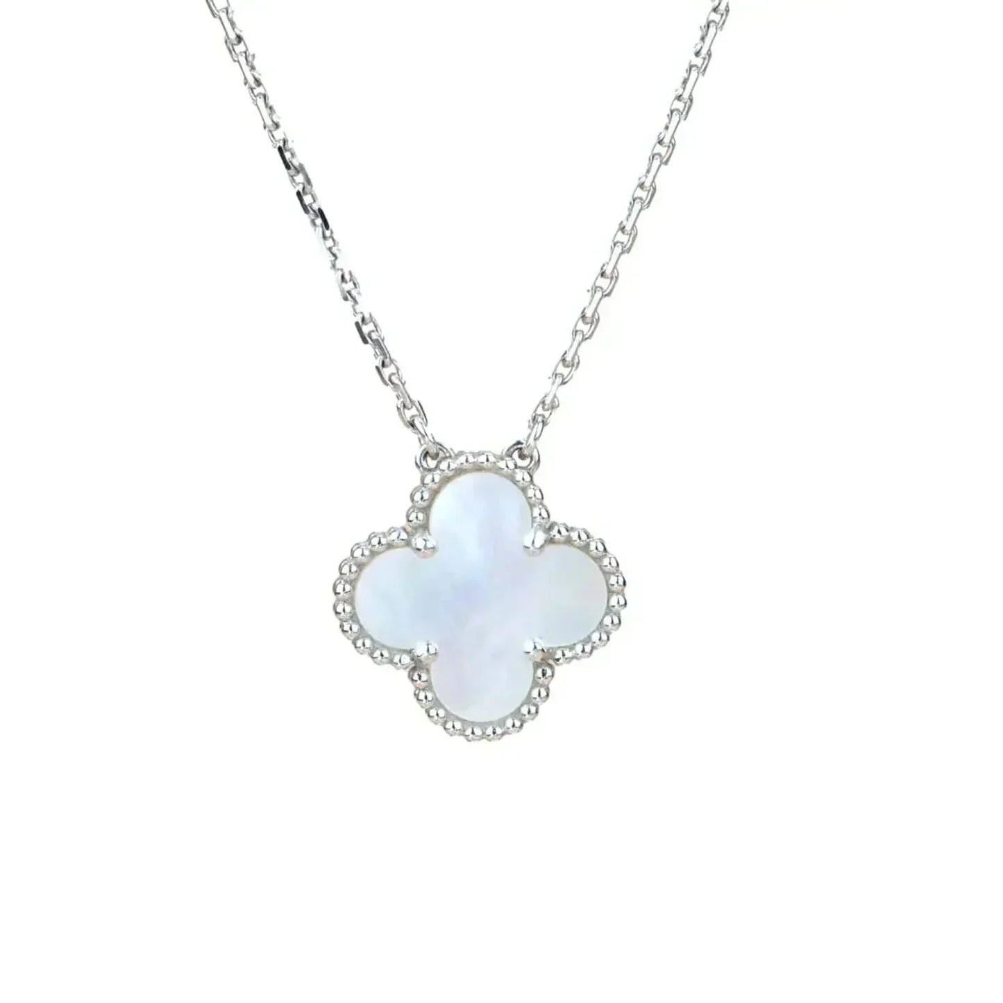[Royal Jewelry]CLOVER  15MM WHITE MOTHER-OF-PEARL SILVER