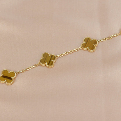 [Royal Jewelry]CLOVER  5 MOTIFS TIGER EYE BRACELET