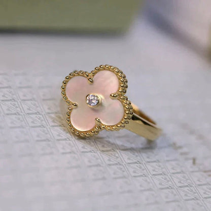 [Royal Jewelry]CLOVER PINK MOP RING GOLD DIAMOND