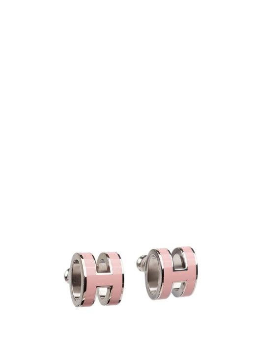[Royal Jewelry]MINI POP H SILVER EARRINGS PINK