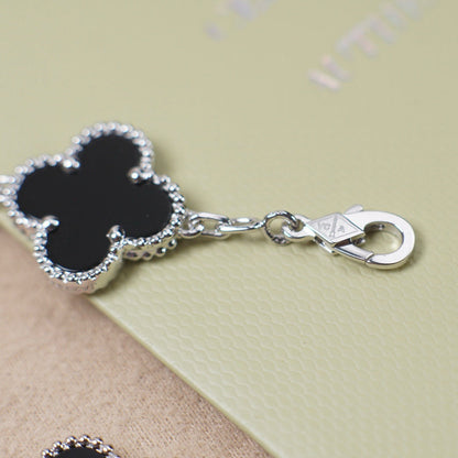 [Royal Jewelry]CLOVER 5 MOTIF ONYXS  BRACELET SILVER