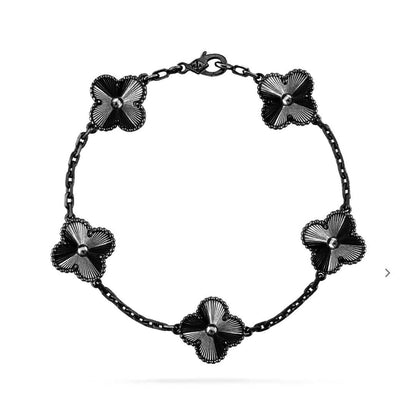 [Royal Jewelry]CLOVER 5 MOTIF BLACK BRACELET