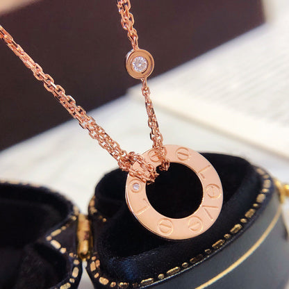 [Royal Jewelry]LOVE NECKLACE 16MM 2 DIAMONDS