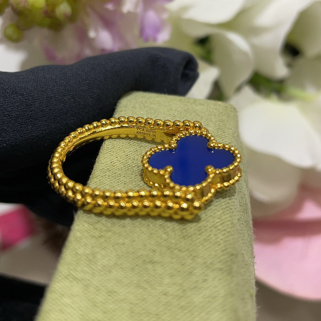 [Royal Jewelry]CLOVER RIVERSIBLE BLUE AGATE RING