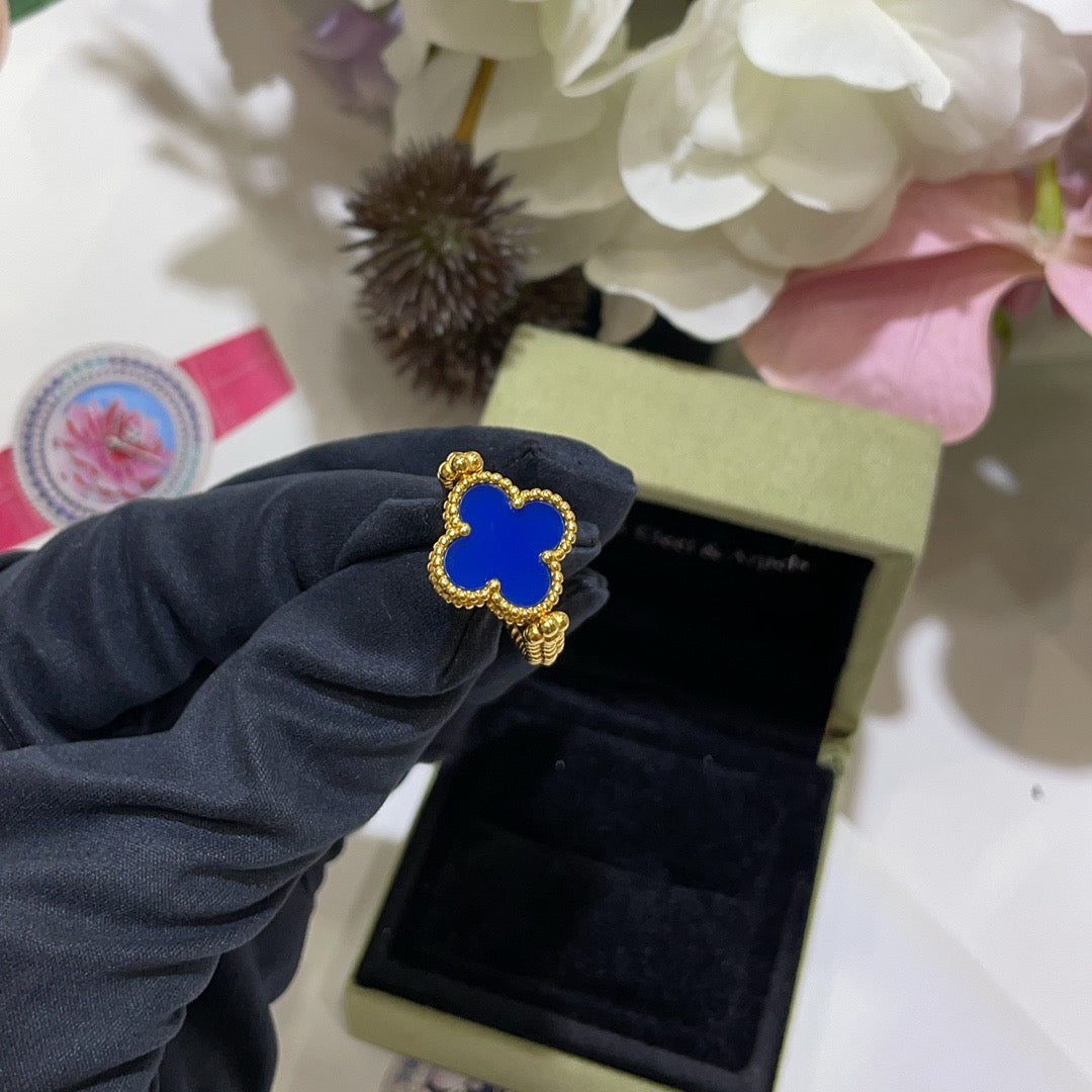 [Royal Jewelry]CLOVER RIVERSIBLE BLUE AGATE RING