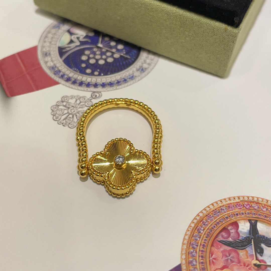 [Royal Jewelry]CLOVER RIVERSIBLE BLUE AGATE RING