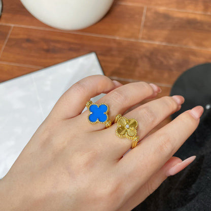 [Royal Jewelry]CLOVER RIVERSIBLE BLUE AGATE RING