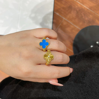[Royal Jewelry]CLOVER RIVERSIBLE BLUE AGATE RING