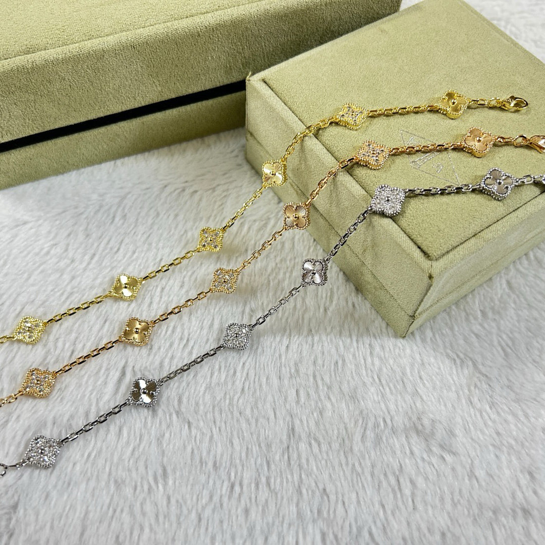 [Royal Jewelry]CLOVER 6 MOTIF DIAMOND LASER BRACELET