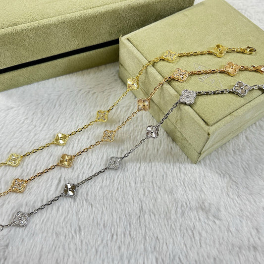 [Royal Jewelry]CLOVER 6 MOTIF DIAMOND LASER BRACELET