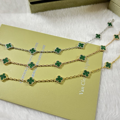 [Royal Jewelry]CLOVER 6 MOTIF MALACHITE BRACELET