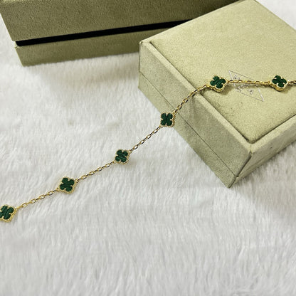 [Royal Jewelry]CLOVER 6 MOTIF MALACHITE BRACELET