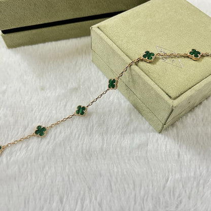 [Royal Jewelry]CLOVER 6 MOTIF MALACHITE BRACELET