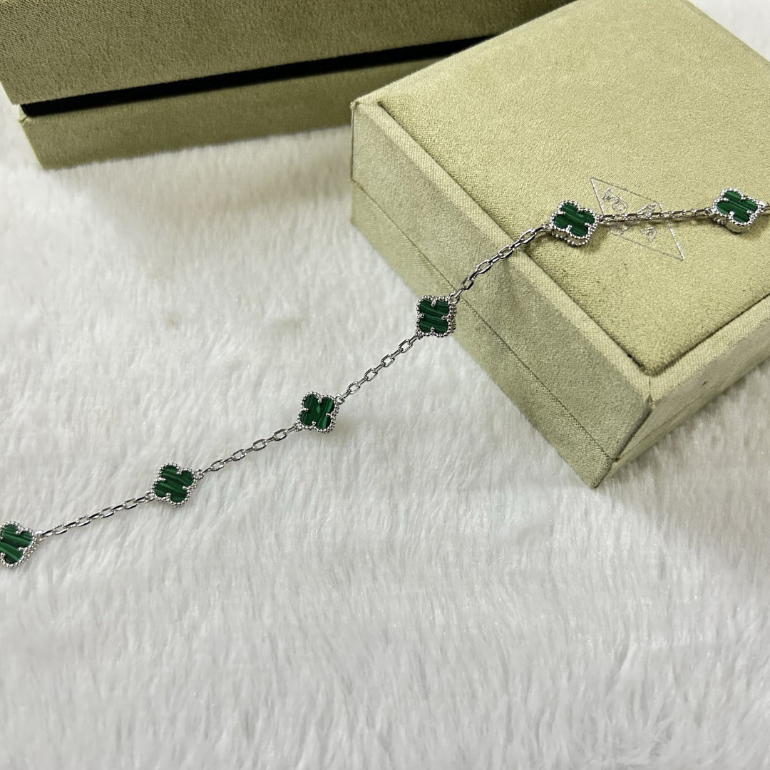 [Royal Jewelry]CLOVER 6 MOTIF MALACHITE BRACELET