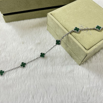 [Royal Jewelry]CLOVER 6 MOTIF MALACHITE BRACELET