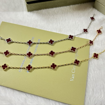 [Royal Jewelry]CLOVER 6 MOTIF RED AGATE BRACELET
