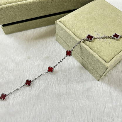 [Royal Jewelry]CLOVER 6 MOTIF RED AGATE BRACELET