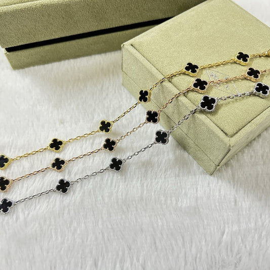 [Royal Jewelry]CLOVER 6 MOTIF  ONYXS BRACELET