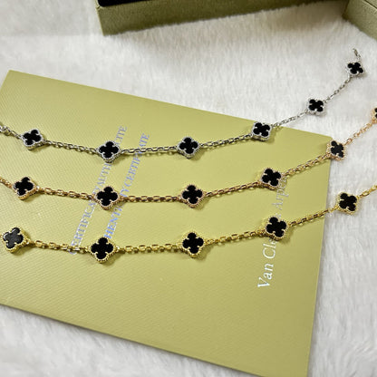 [Royal Jewelry]CLOVER 6 MOTIF  ONYXS BRACELET