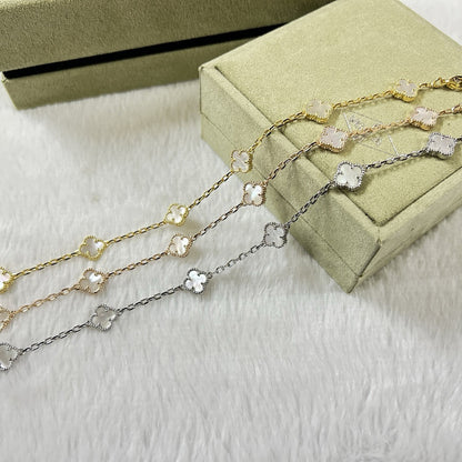 [Royal Jewelry]CLOVER 6 MOTIF WHITE MOP BRACELET