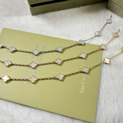 [Royal Jewelry]CLOVER 6 MOTIF WHITE MOP BRACELET