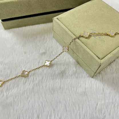 [Royal Jewelry]CLOVER 6 MOTIF WHITE MOP BRACELET