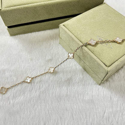 [Royal Jewelry]CLOVER 6 MOTIF WHITE MOP BRACELET
