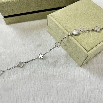 [Royal Jewelry]CLOVER 6 MOTIF WHITE MOP BRACELET