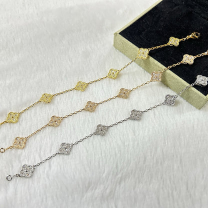 [Royal Jewelry]CLOVER 6 MOTIF DIAMOND BRACELET