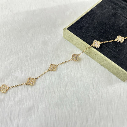 [Royal Jewelry]CLOVER 6 MOTIF DIAMOND BRACELET