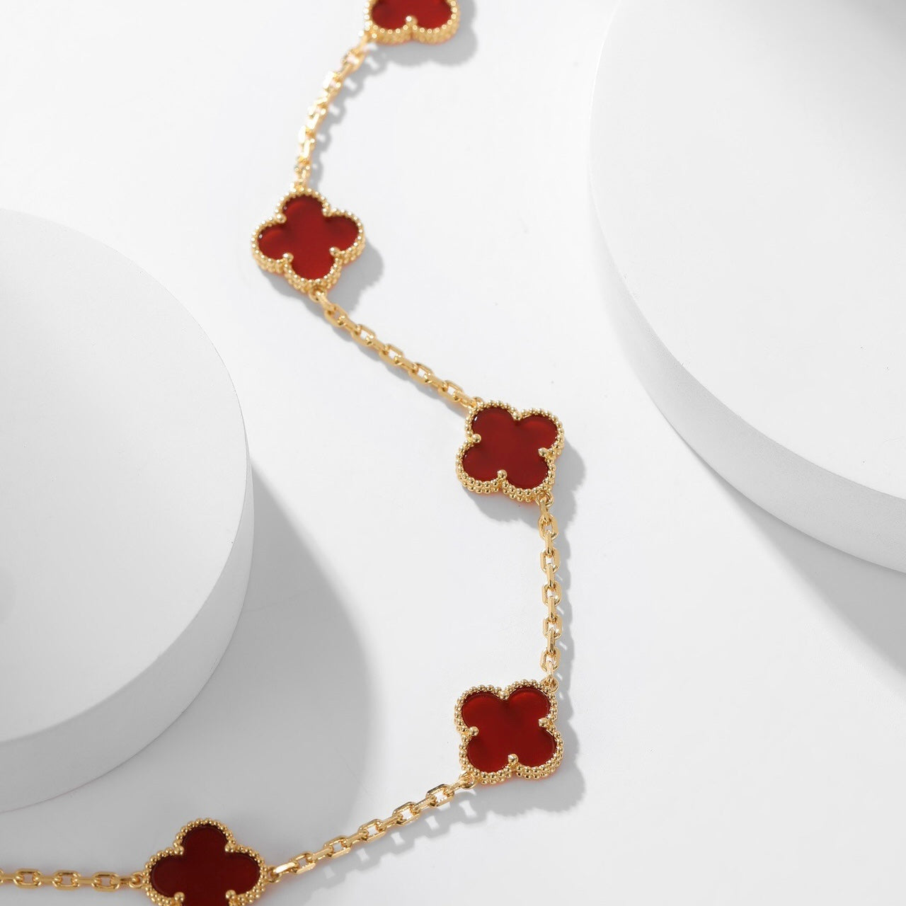 [Royal Jewelry]CLOVERS THE  10-MOTIFS CARNELIAN NECKLACE