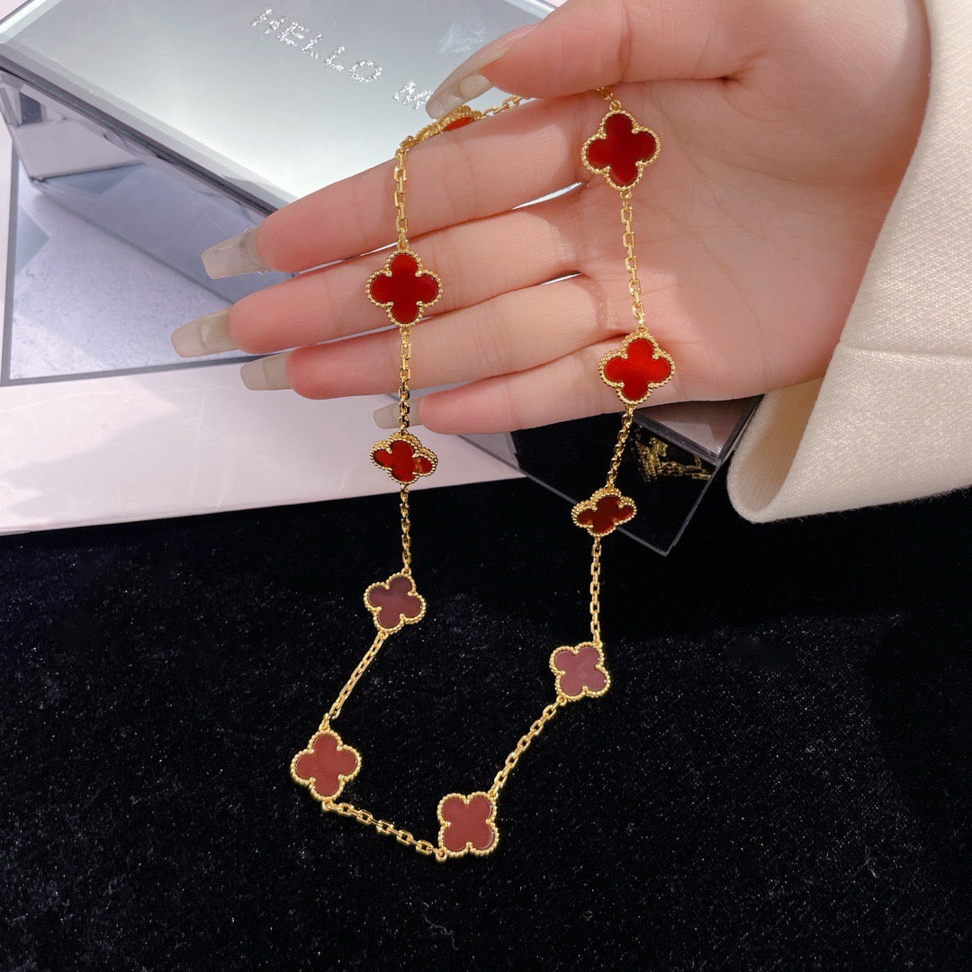 [Royal Jewelry]CLOVERS THE  10-MOTIFS CARNELIAN NECKLACE