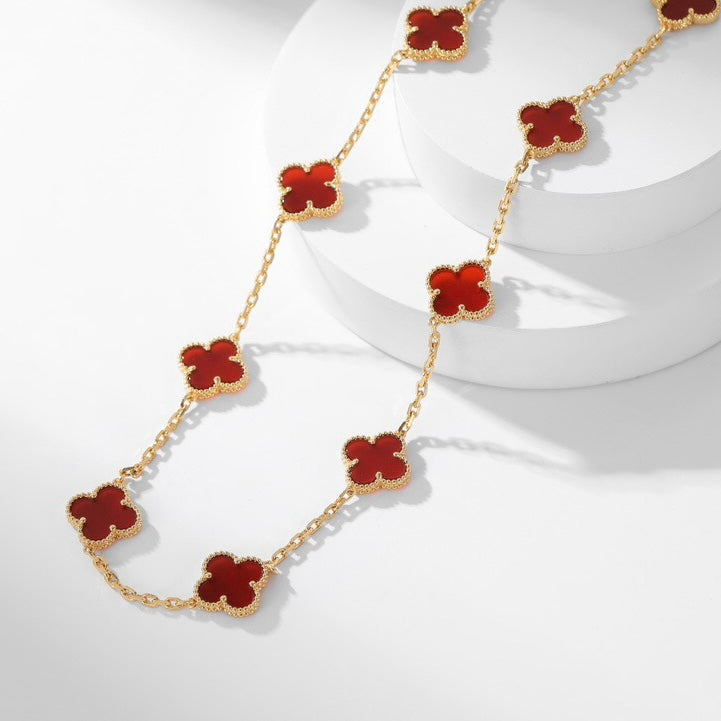 [Royal Jewelry]CLOVERS THE  10-MOTIFS CARNELIAN NECKLACE