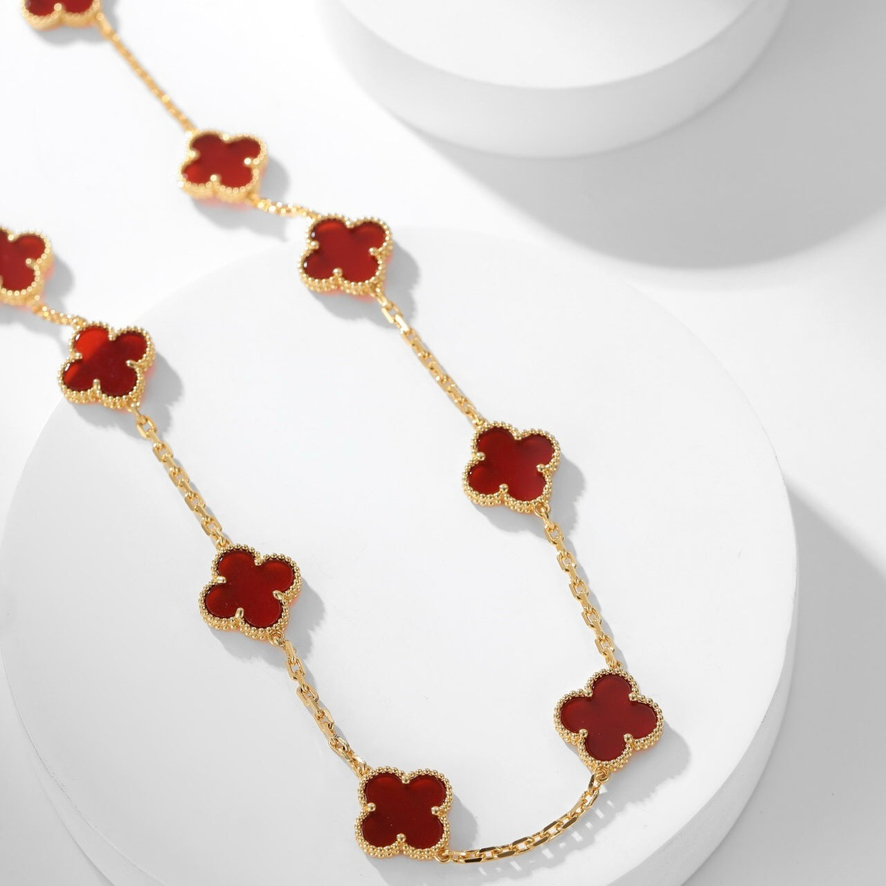 [Royal Jewelry]CLOVERS THE  10-MOTIFS CARNELIAN NECKLACE