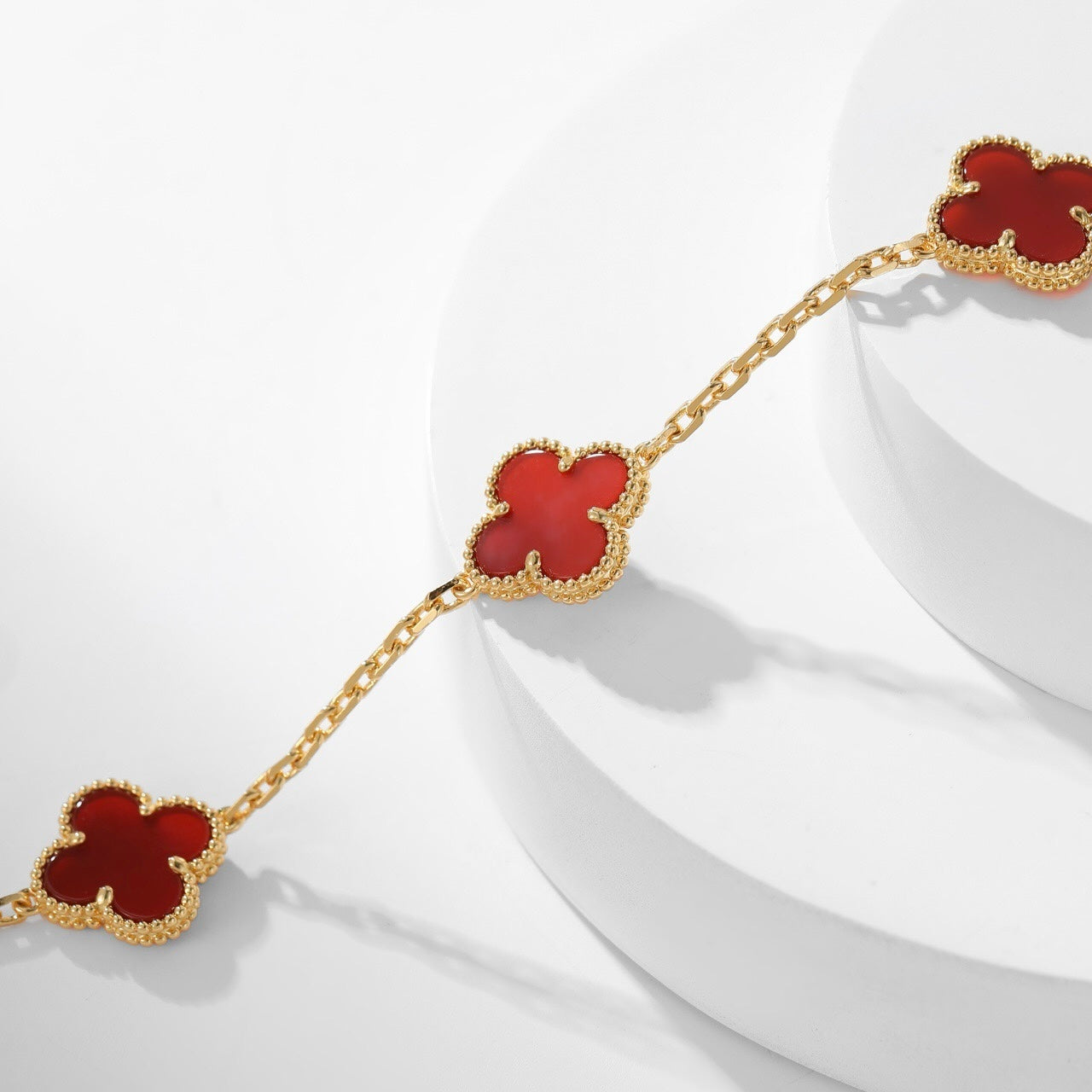 [Royal Jewelry]CLOVERS THE  10-MOTIFS CARNELIAN NECKLACE