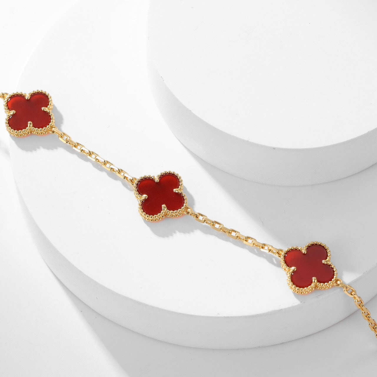 [Royal Jewelry]CLOVERS THE  10-MOTIFS CARNELIAN NECKLACE