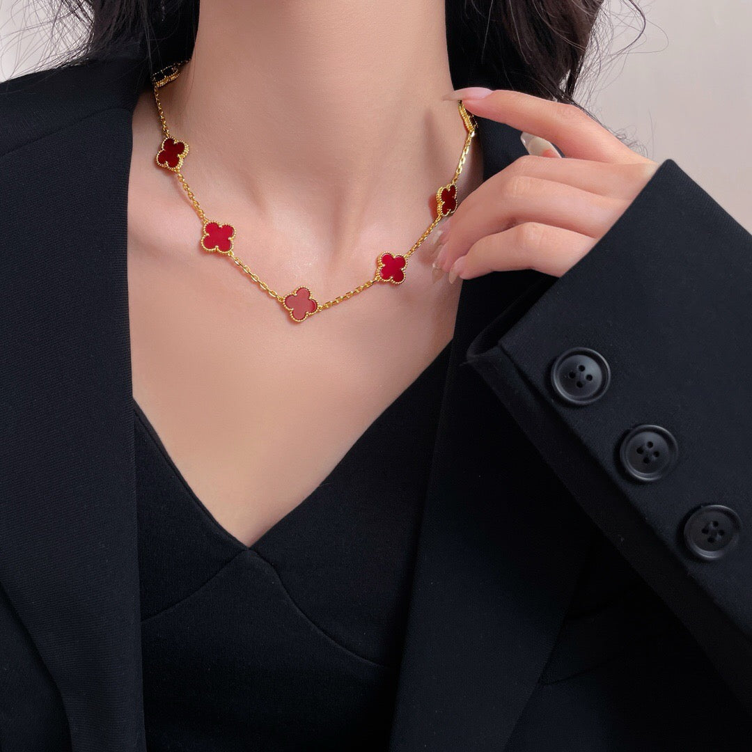 [Royal Jewelry]CLOVERS THE  10-MOTIFS CARNELIAN NECKLACE