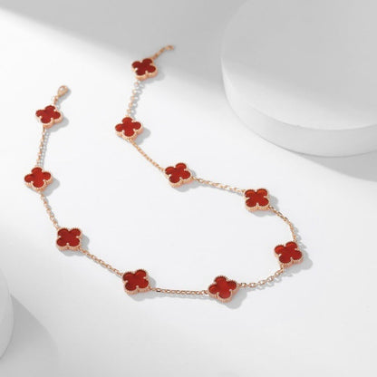 [Royal Jewelry]CLOVERS THE  10-MOTIFS CARNELIAN NECKLACE