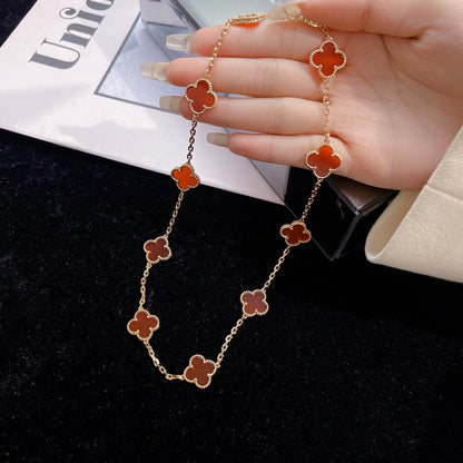 [Royal Jewelry]CLOVERS THE  10-MOTIFS CARNELIAN NECKLACE